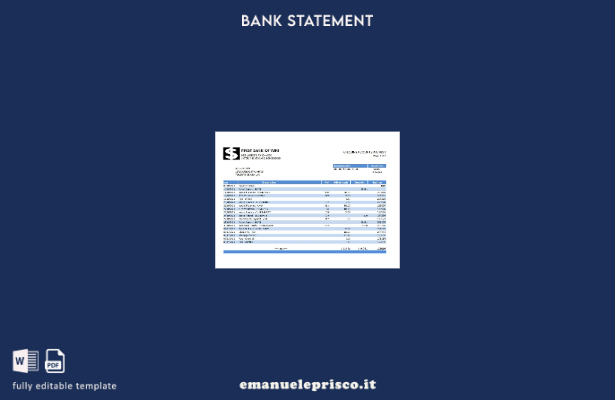modello Excel di estratto conto bancario USA First Bank of Wiki in stile verific
